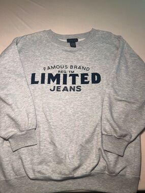 The Limited Light Gray Crewneck Sweatshirt with Navy Logo
